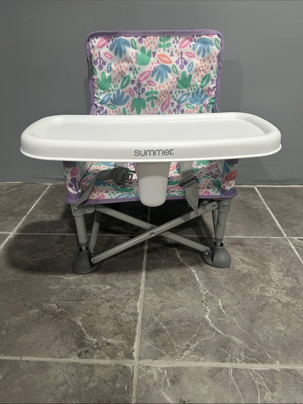 Summer Pop Flower Print Portable Booster Seat with Tray